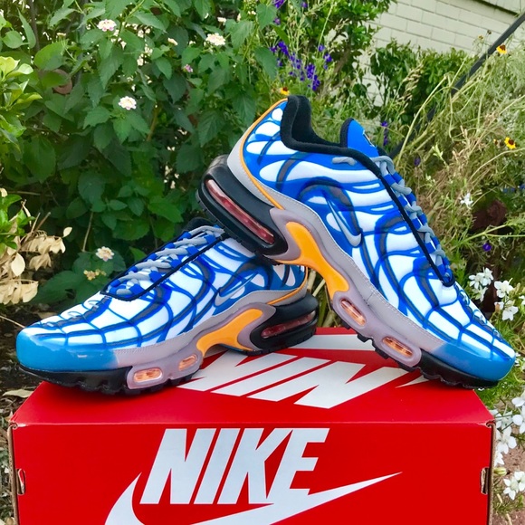 Nike Men's Air Max Plus PRM Photo Blue Grey Orange - Picture 4 of 7